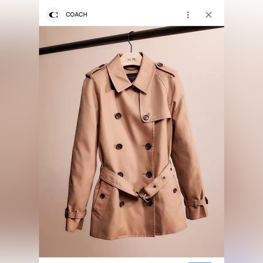 Coach Tan Trench Coat with Notched Lapels